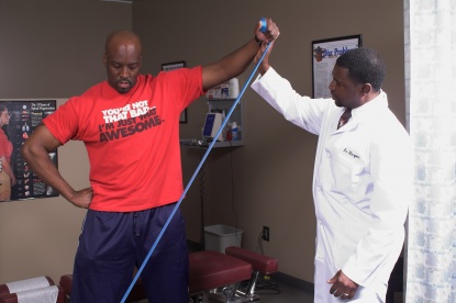 Dr Harper providing physical therapy